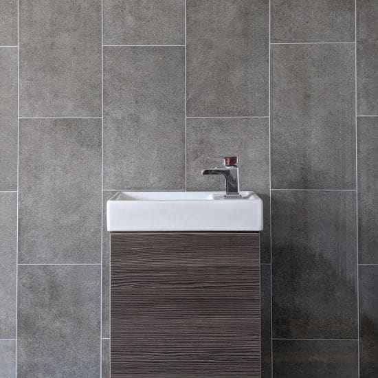 8mm Graphite Grey Tile Effect Bathroom Wall Panel - Pack of 4