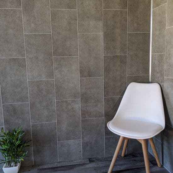 8mm Graphite Grey Tile Effect Bathroom Wall Panel - Pack of 4