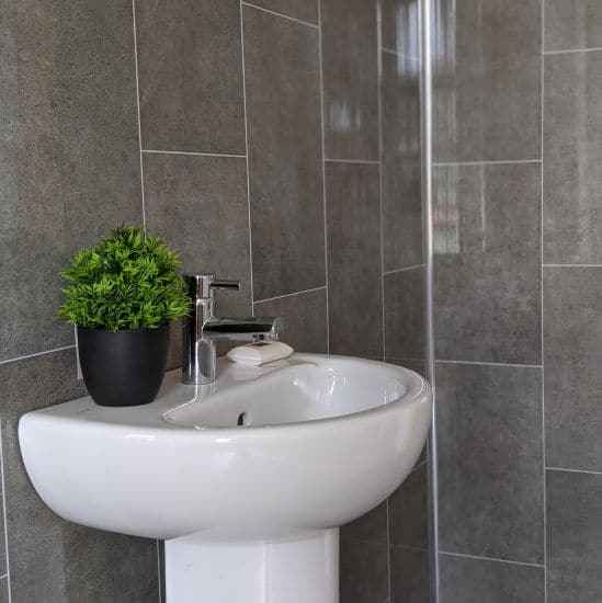 8mm Graphite Grey Tile Effect Bathroom Wall Panel - Pack of 4