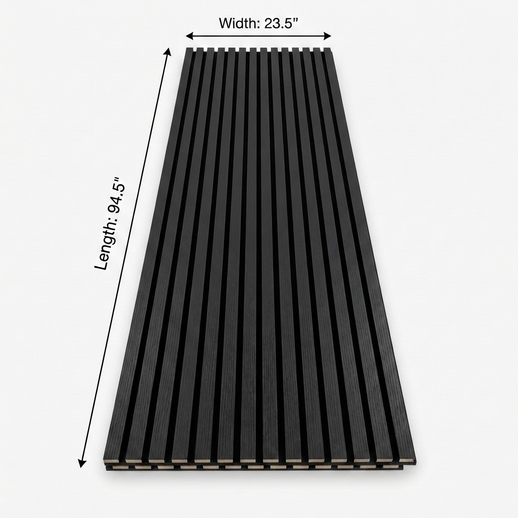 Black Acoustic Wood Slat Wall Panel | Premium 3-Sided Veneer | Sound-Absorbing