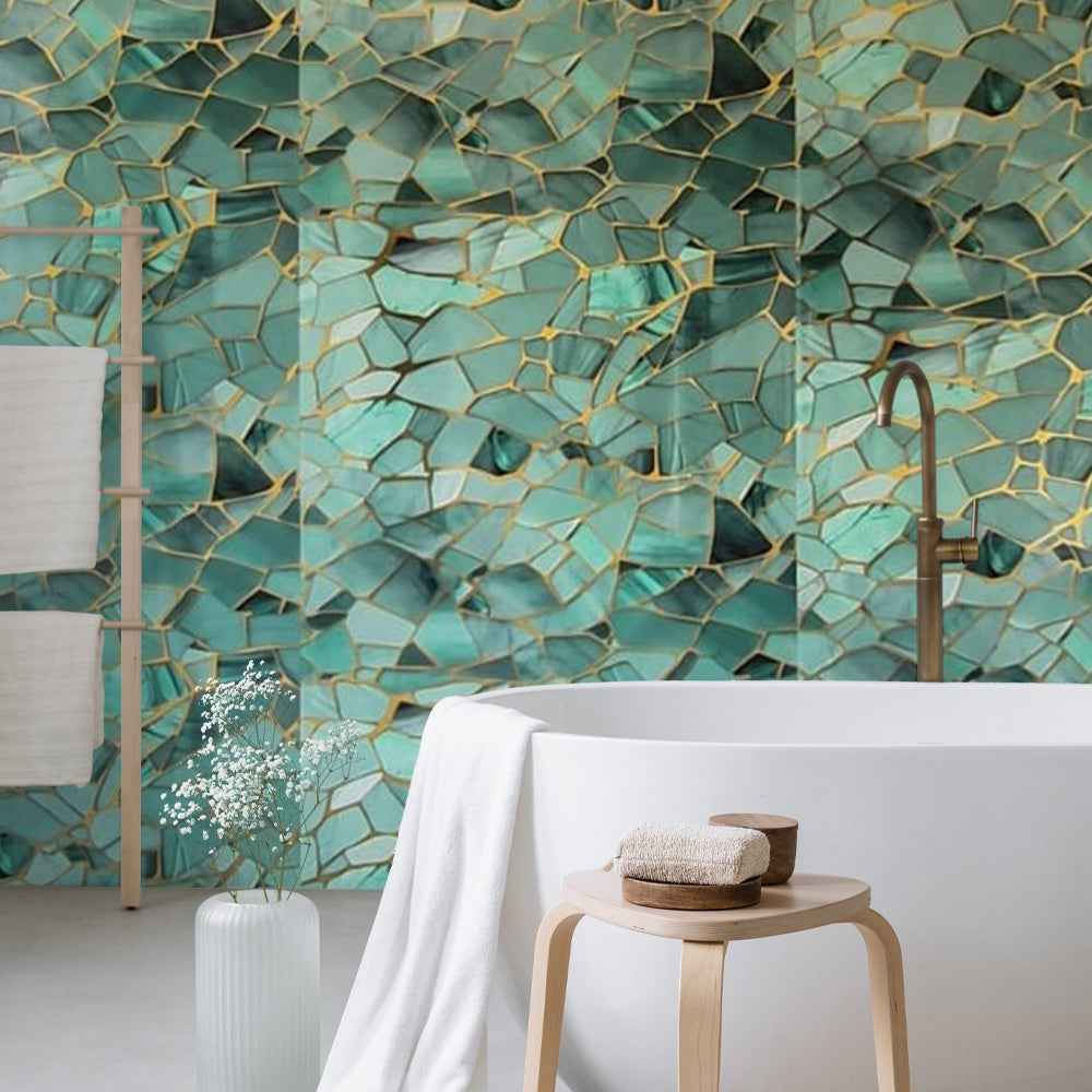 10mm Crystal Blue Green Gloss Shower Panel 1M x 2.4M