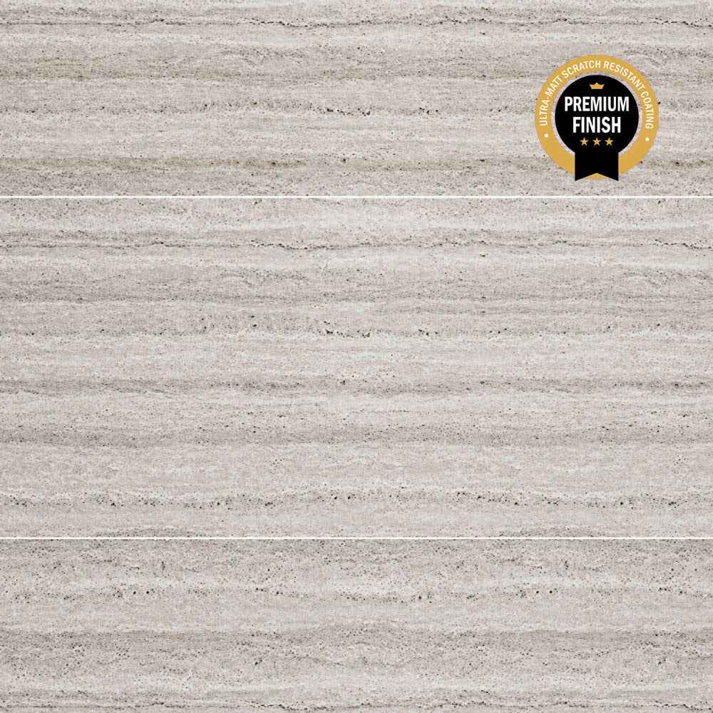 10mm Grey Travertine Large Tile Ultra Matt Shower Panel 1M x 2.4M