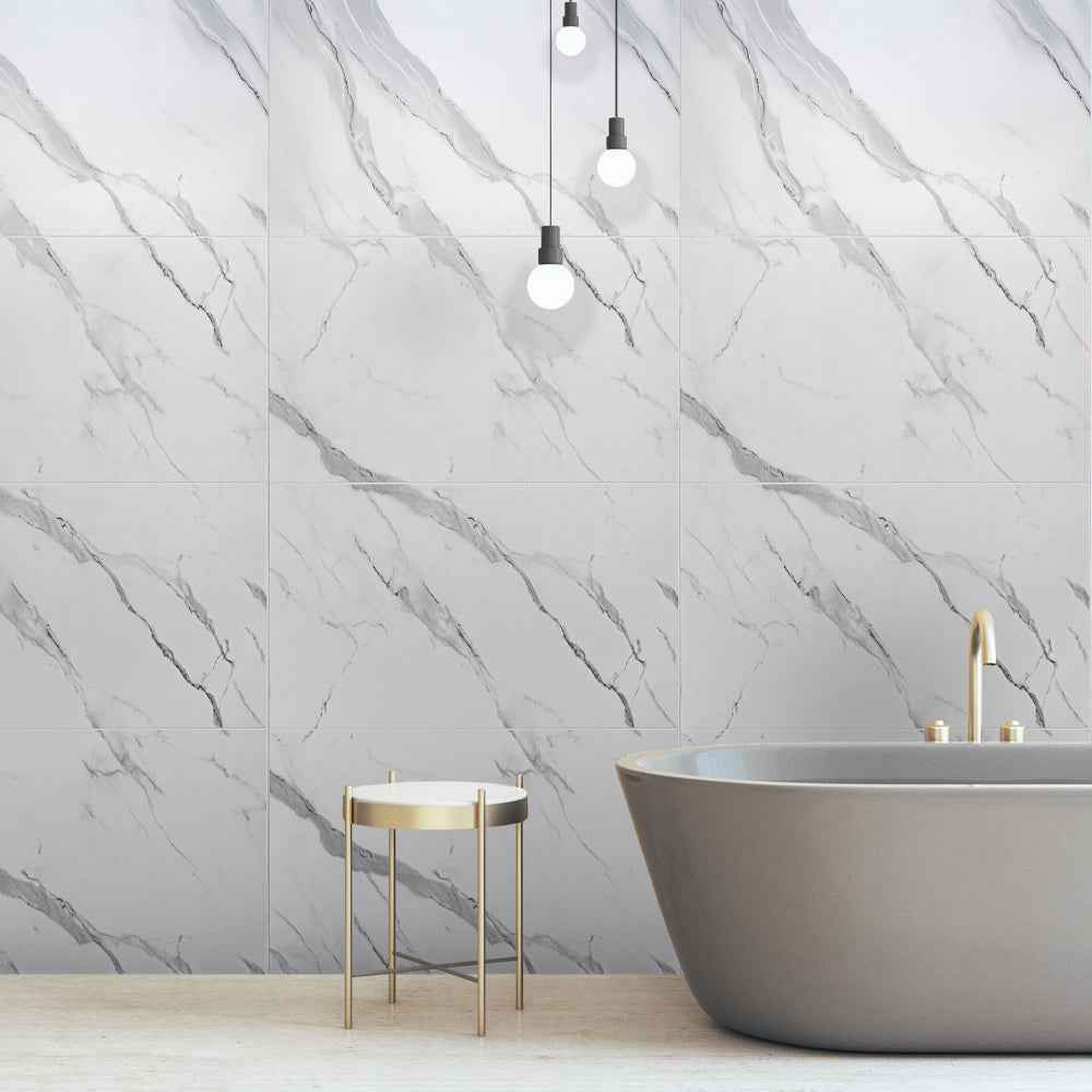10mm Large Tile Carrara Marble Matt Shower Panel 1M x 2.4M