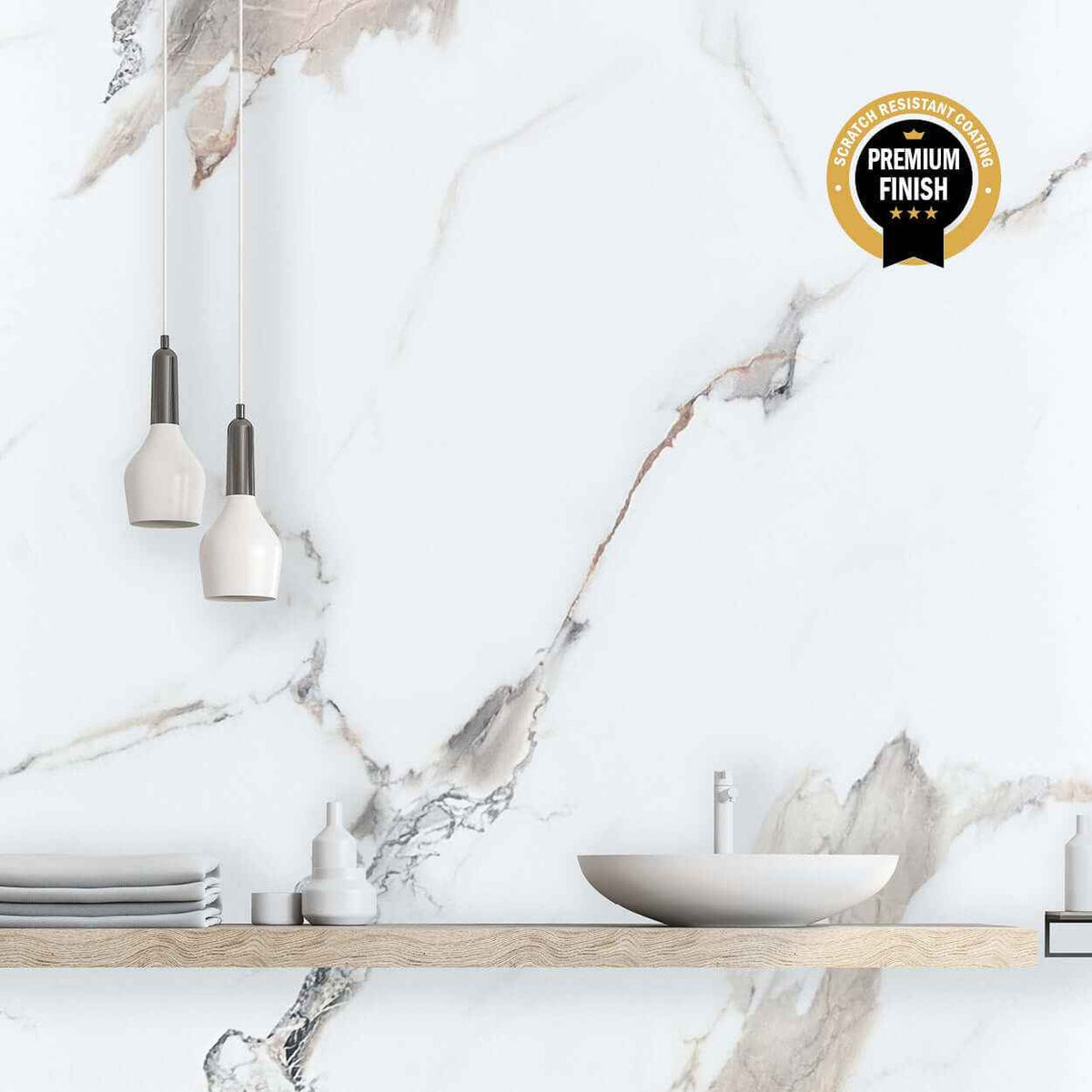 10mm Calacatta Marble Ultra Matt Shower Panel 1M x 2.4M