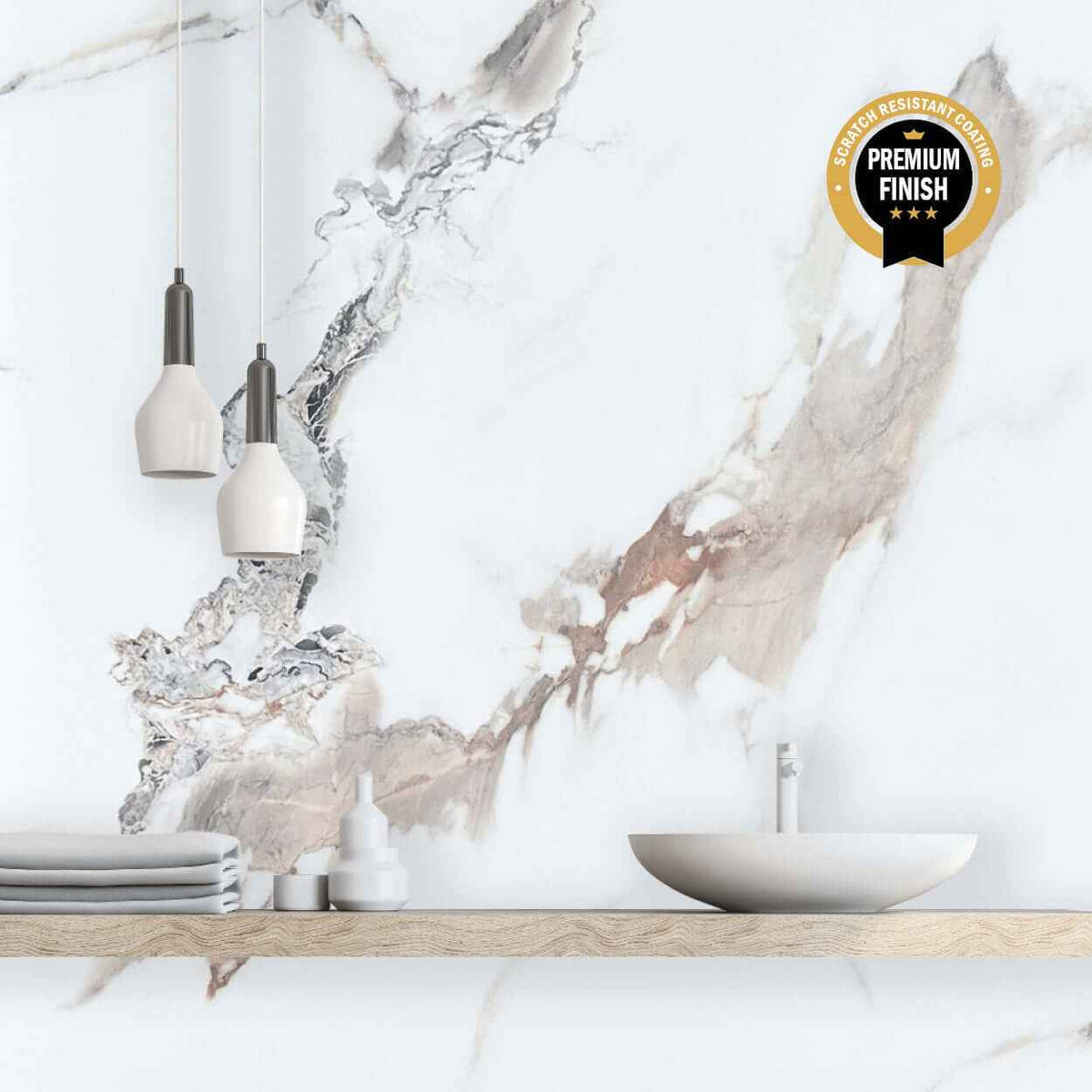 10mm Calacatta Marble Ultra Matt Shower Panel 1M x 2.4M