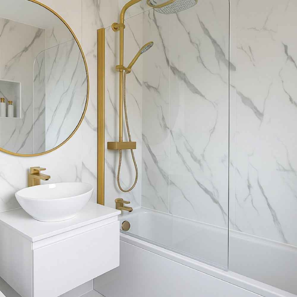 10mm Carrara Marble Matt Shower Panel 1M x 2.4M