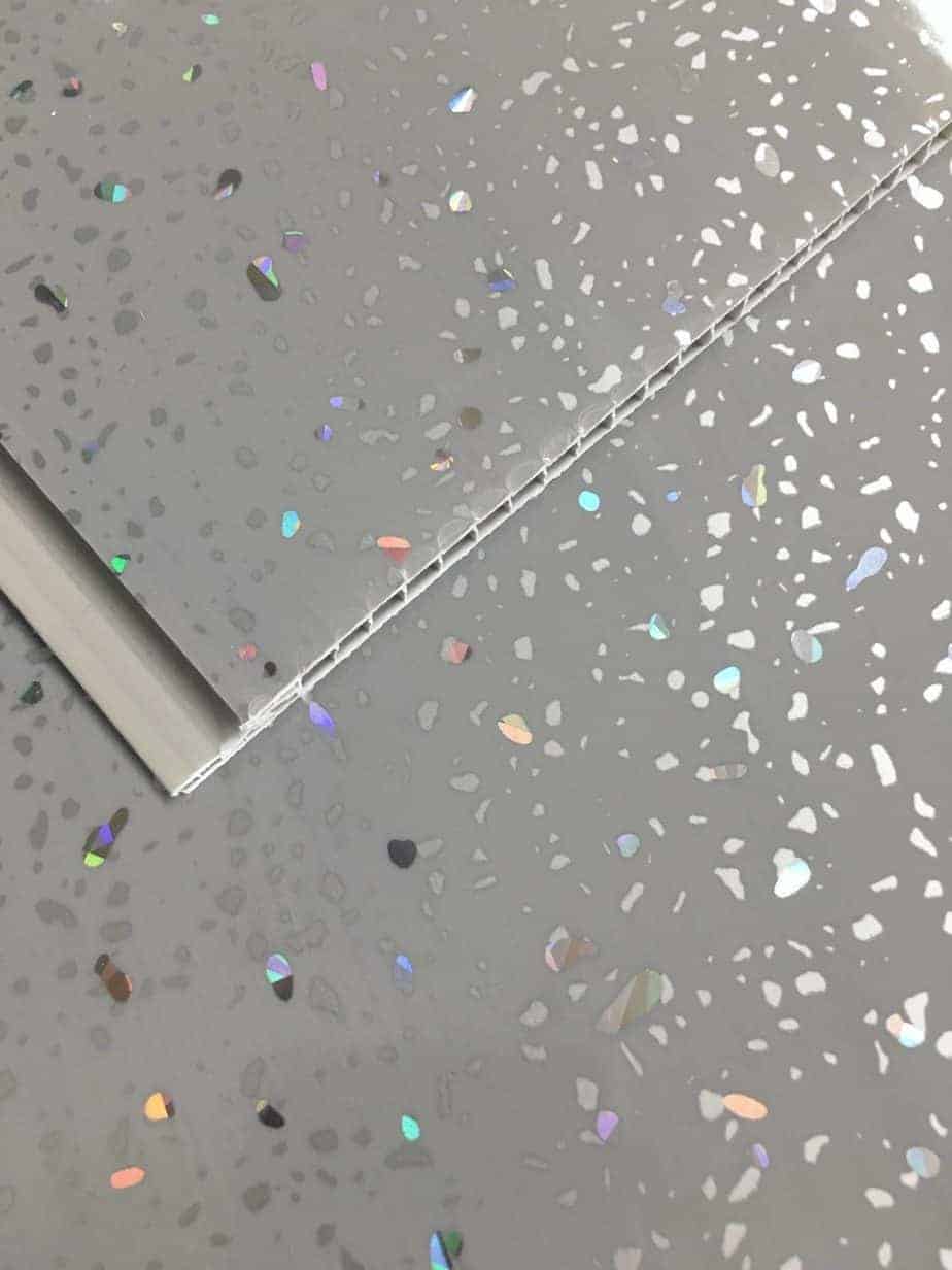 10mm Grey Sparkle Gloss Shower Panel 1M x 2.4M - Wall Forma