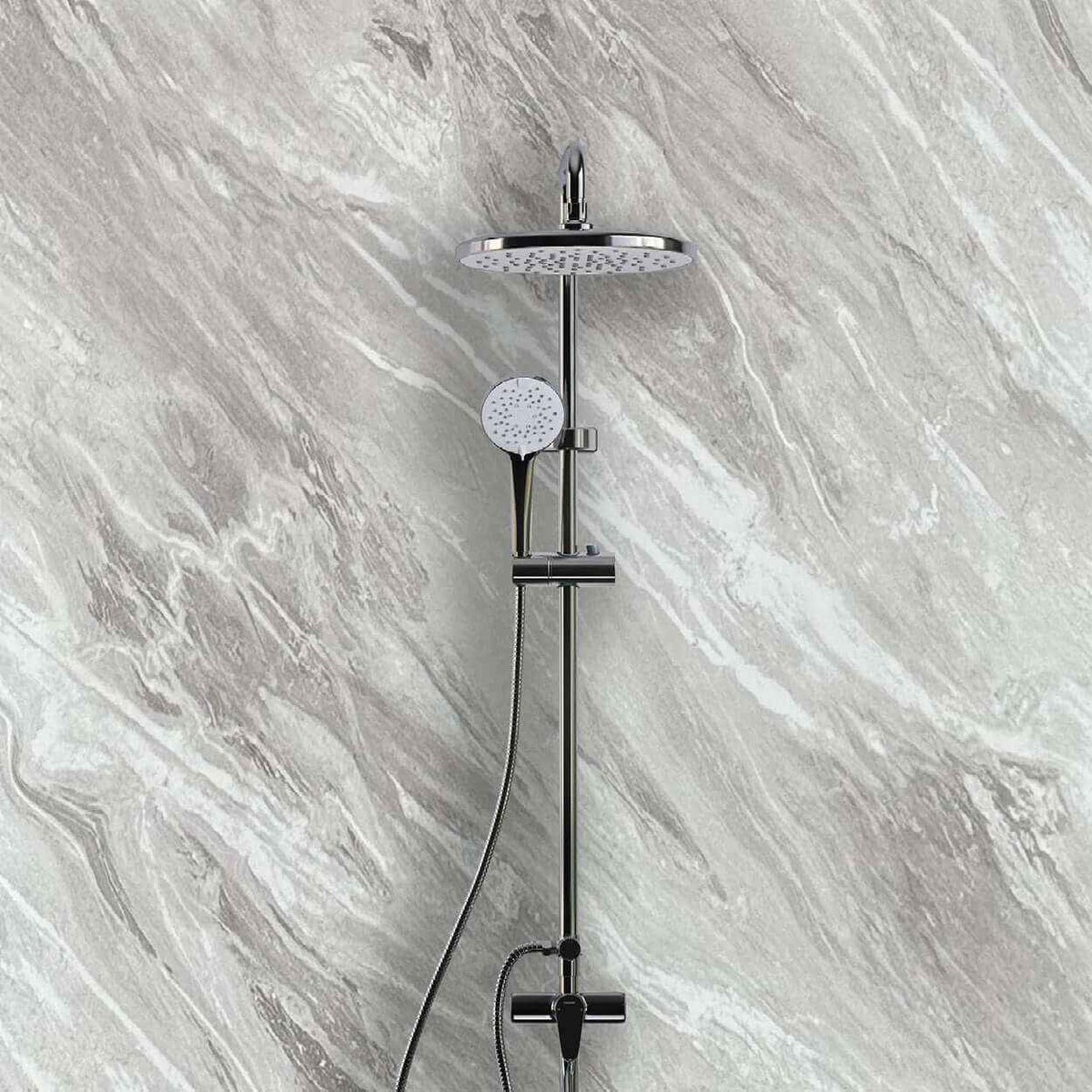 10mm Light Grey Marble Gloss Shower Panel 1M x 2.4M