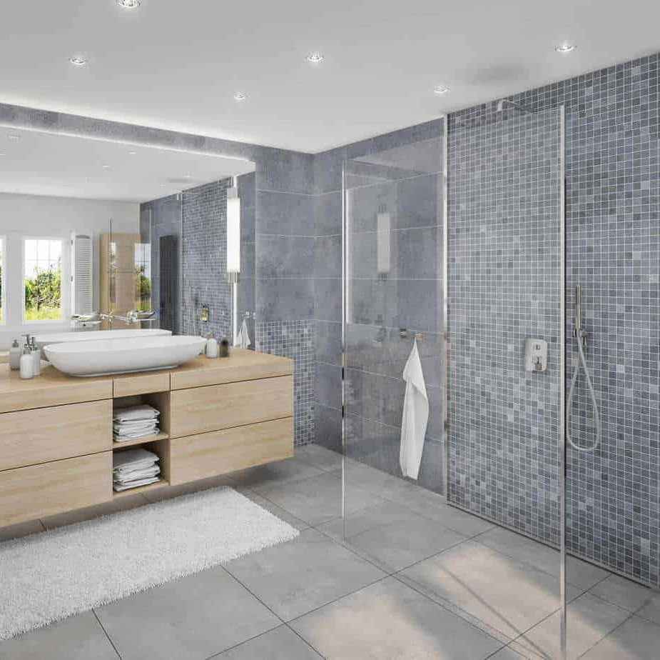 10mm Roman Blue Mosaic Matt Shower Panel 1M x 2.4M