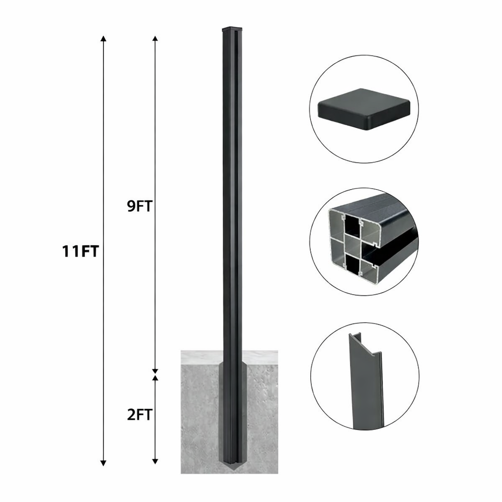 11 ft Aluminum Alloy Fence Post – Extra Long - Wall Forma