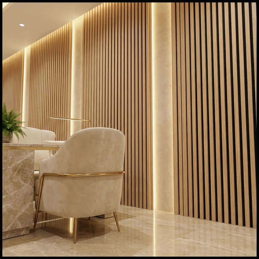 Royal Oak Acoustic Wood Slat Wall Panel | Premium 3-Sided Veneer | Sound-Absorbing