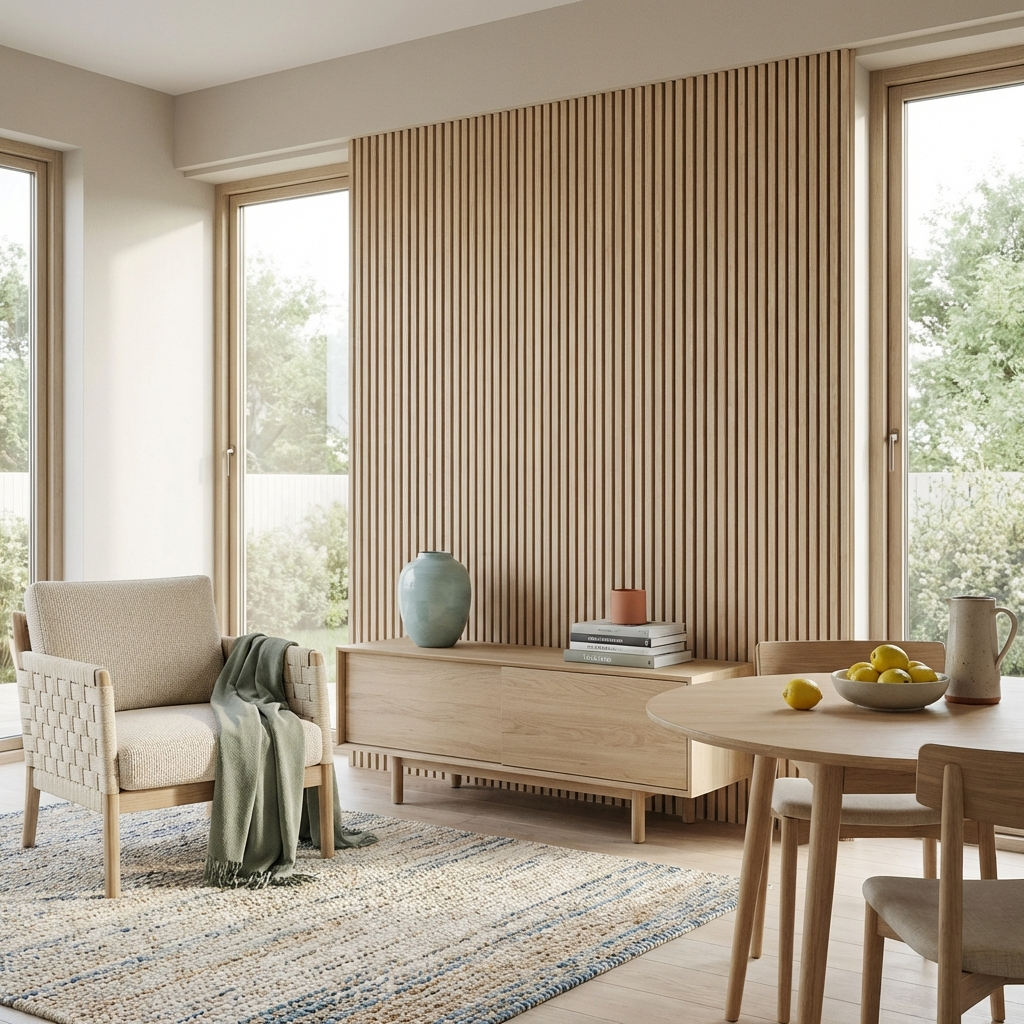 Oak Acoustic Wood Slat Wall Panel | Premium 3-Sided Veneer | Sound-Absorbing - Wall Forma