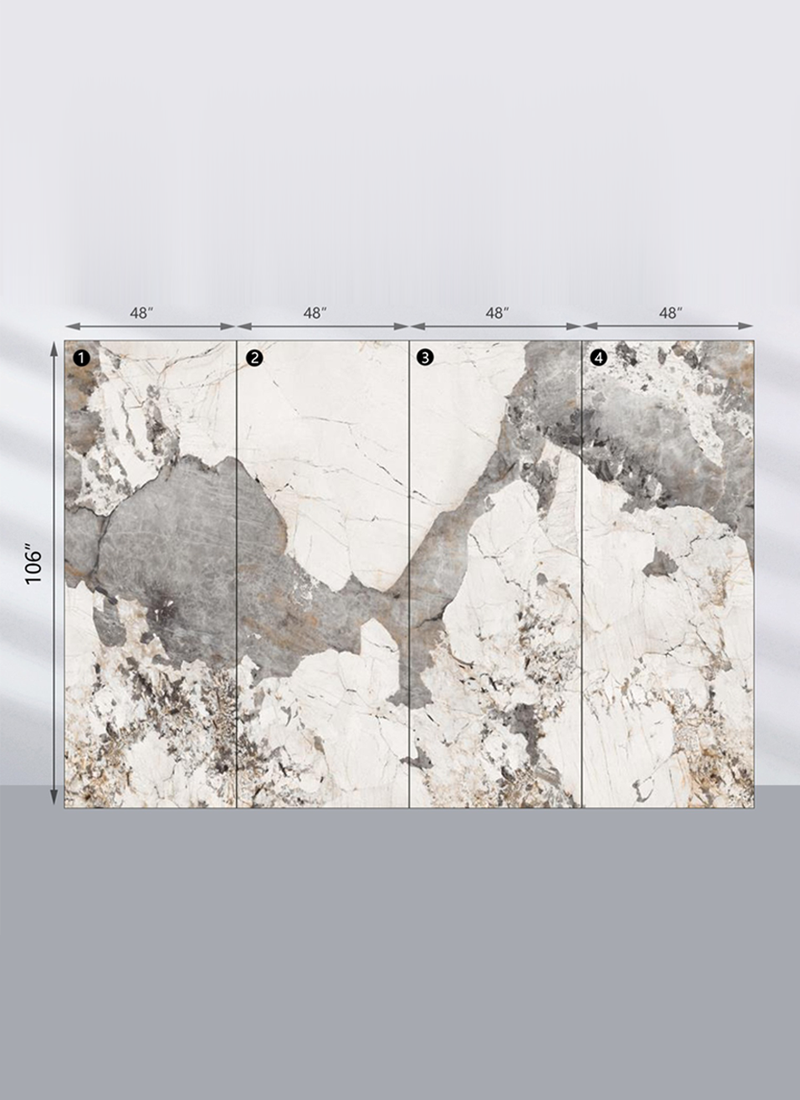 Pandora Granite Wood Veneer Wall Panels | 108" x 48" Infinity Design | Waterproof & Bendable Design - Wall Forma