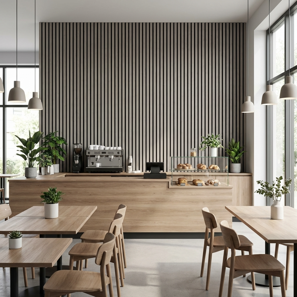 Ash Gray Acoustic Wood Slat Wall Panel | Premium 3-Sided Veneer | Sound-Absorbing