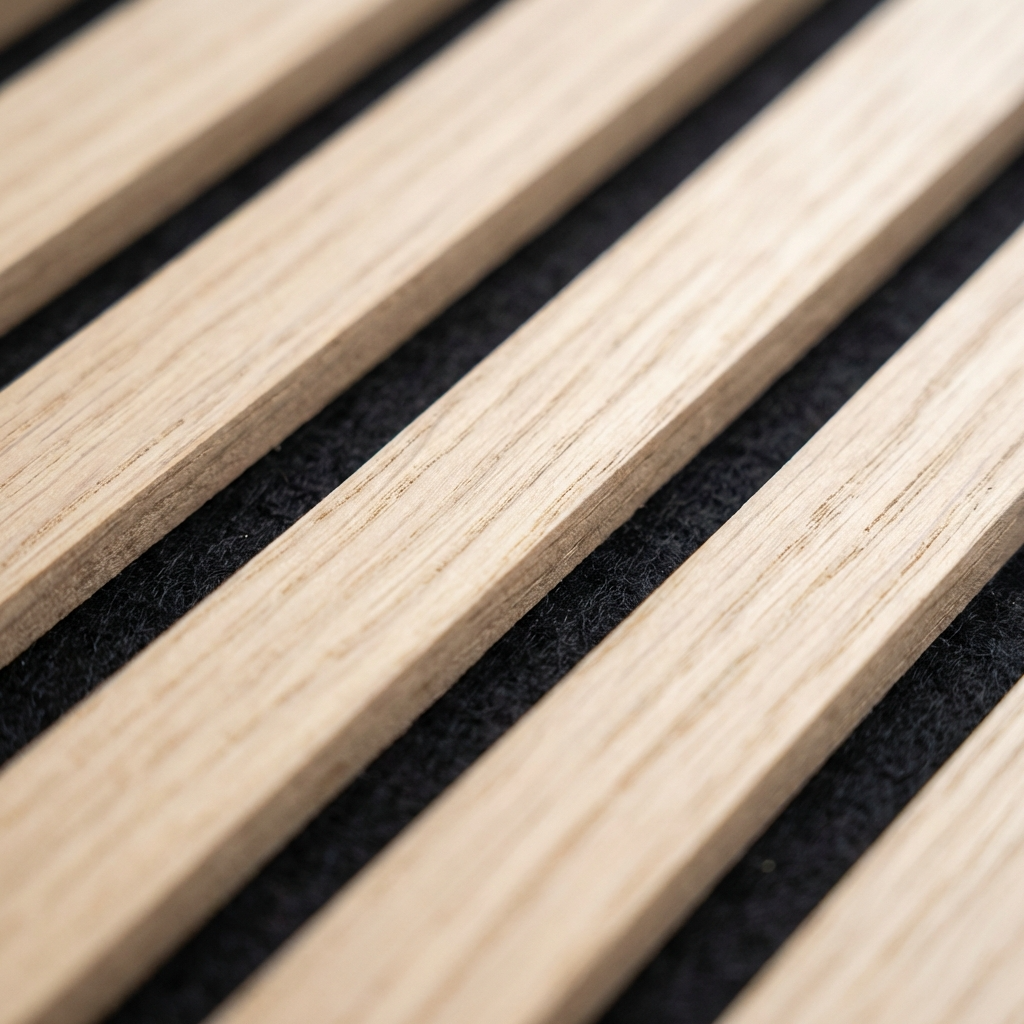 Light Oak Acoustic Wood Slat Wall Panel | Premium 3-Sided Veneer | Sound-Absorbing