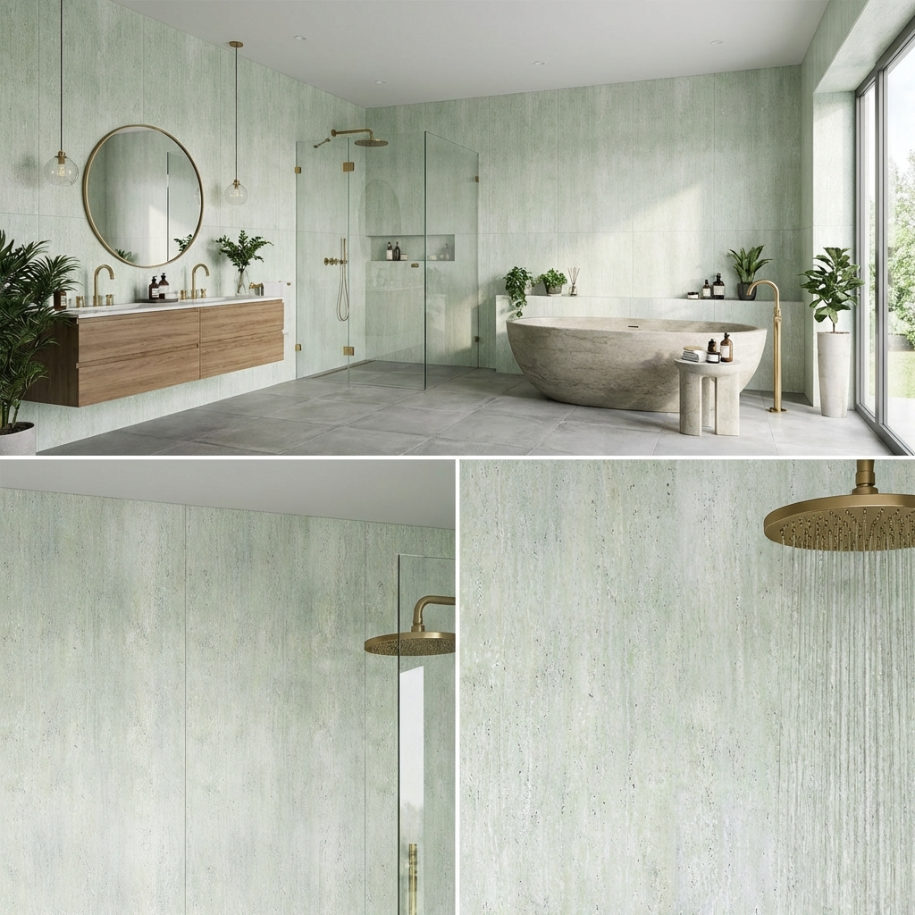 Natural Travertine Stone Panels - Waterproof Rough Texture PVC Sheets - Wall Forma