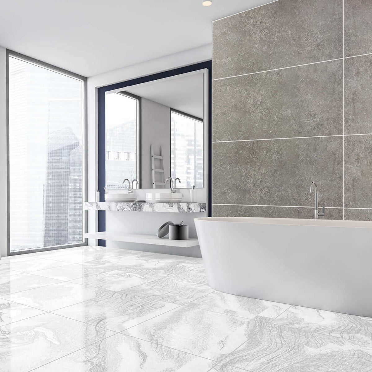 10mm Large Tile Light Concrete Matt Shower Panel 1M x 2.4M - Wall Forma