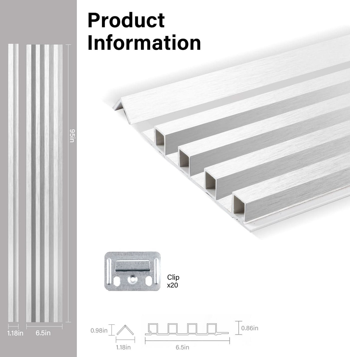 White Brushed WPC Fluted 3D Wall Panels | 42.9 sq. ft./Box - Wall Forma