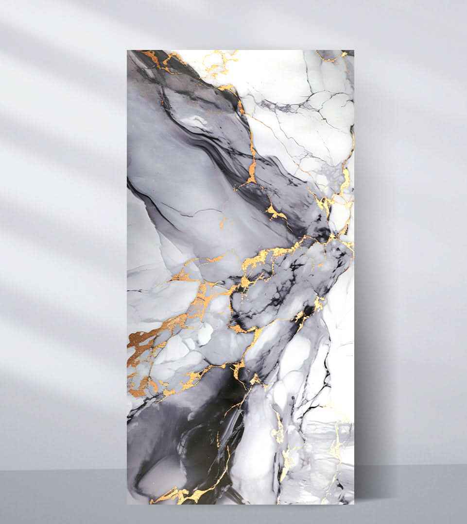 Blue Mist PVC Marble PVC Wall Panel - Waterproof (4x8 ft, 32 sq. ft)