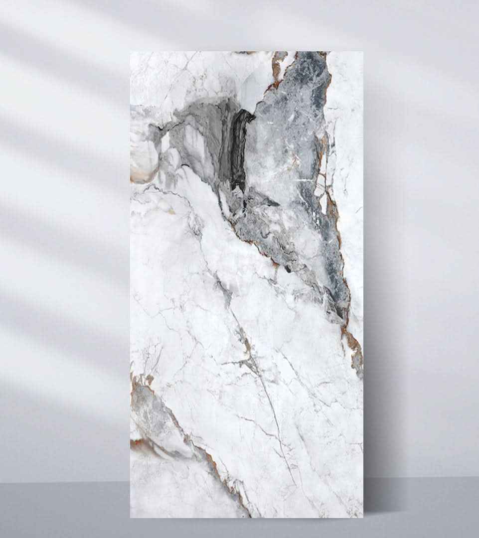 Gray Brown Veined Marble PVC Wall Panel - Waterproof (4x8 ft, 32 sq. ft)