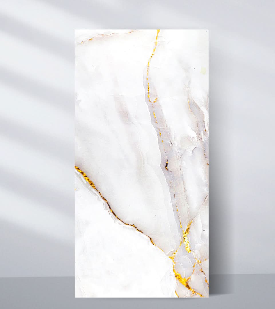 Empress Gold Polished Marble PVC Wall Panel - Waterproof (4x8 ft, 32 sq. ft) - Wall Forma