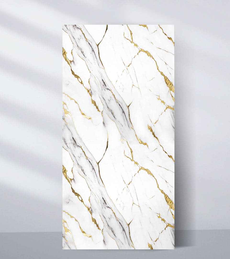 Luxe Gold Vein Marble PVC Wall Panel - Waterproof (4x8 ft, 32 sq. ft)