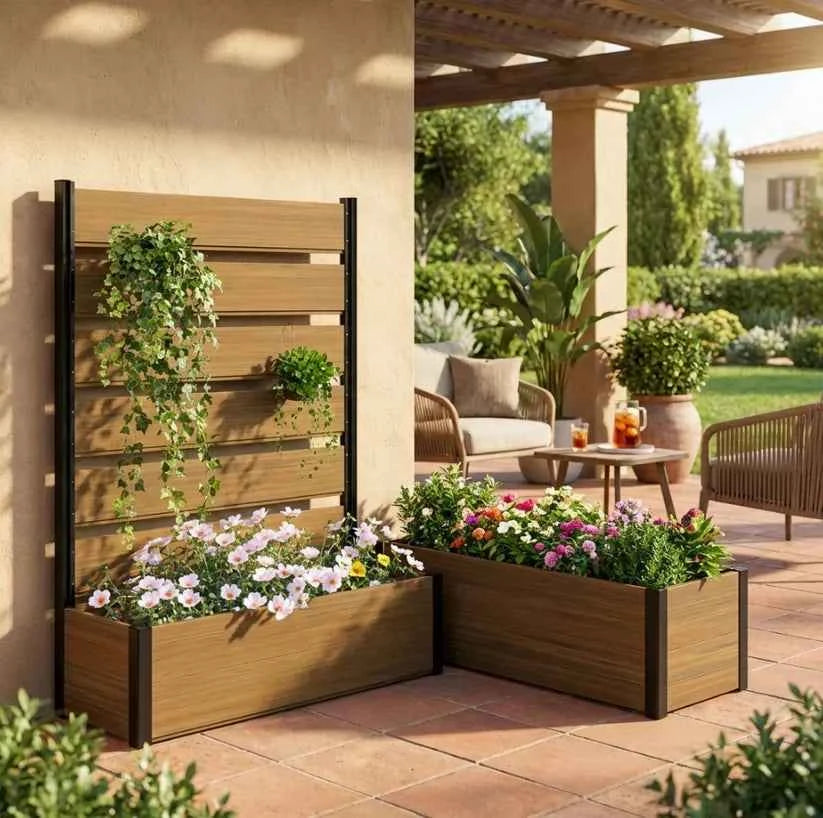 Raised Garden Box with Trellis - Perfect for Vertical Plant Display
