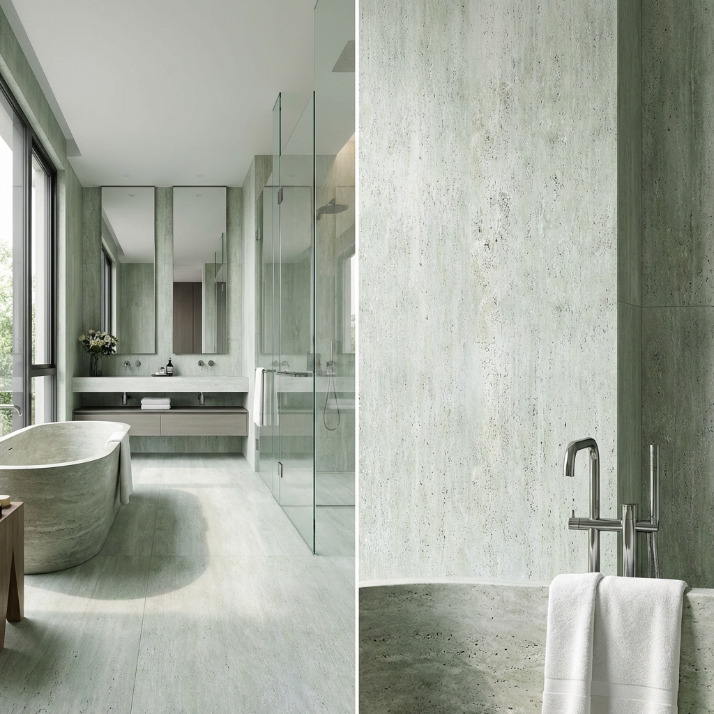 Natural Travertine Stone Panels - Waterproof Rough Texture PVC Sheets - Wall Forma