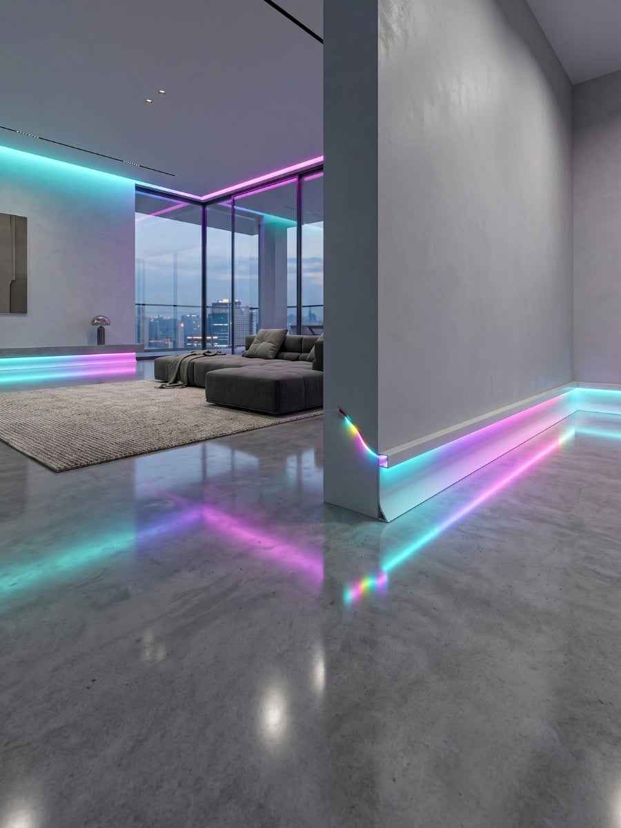 Premium White Aluminum LED Baseboard Molding Kit – Complete RGB Set (26.25 Ft / 4 Pieces)