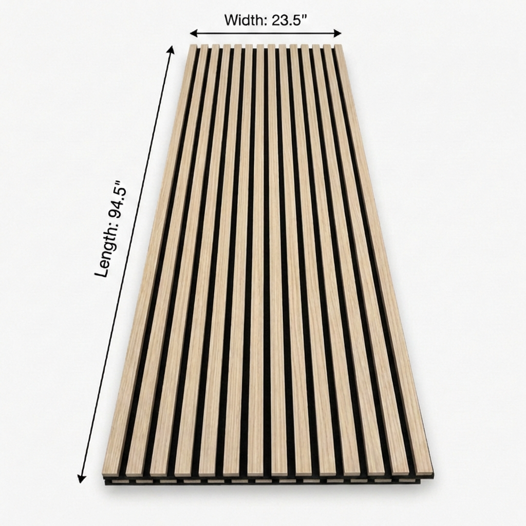 Light Oak Acoustic Wood Slat Wall Panel | Premium 3-Sided Veneer | Sound-Absorbing