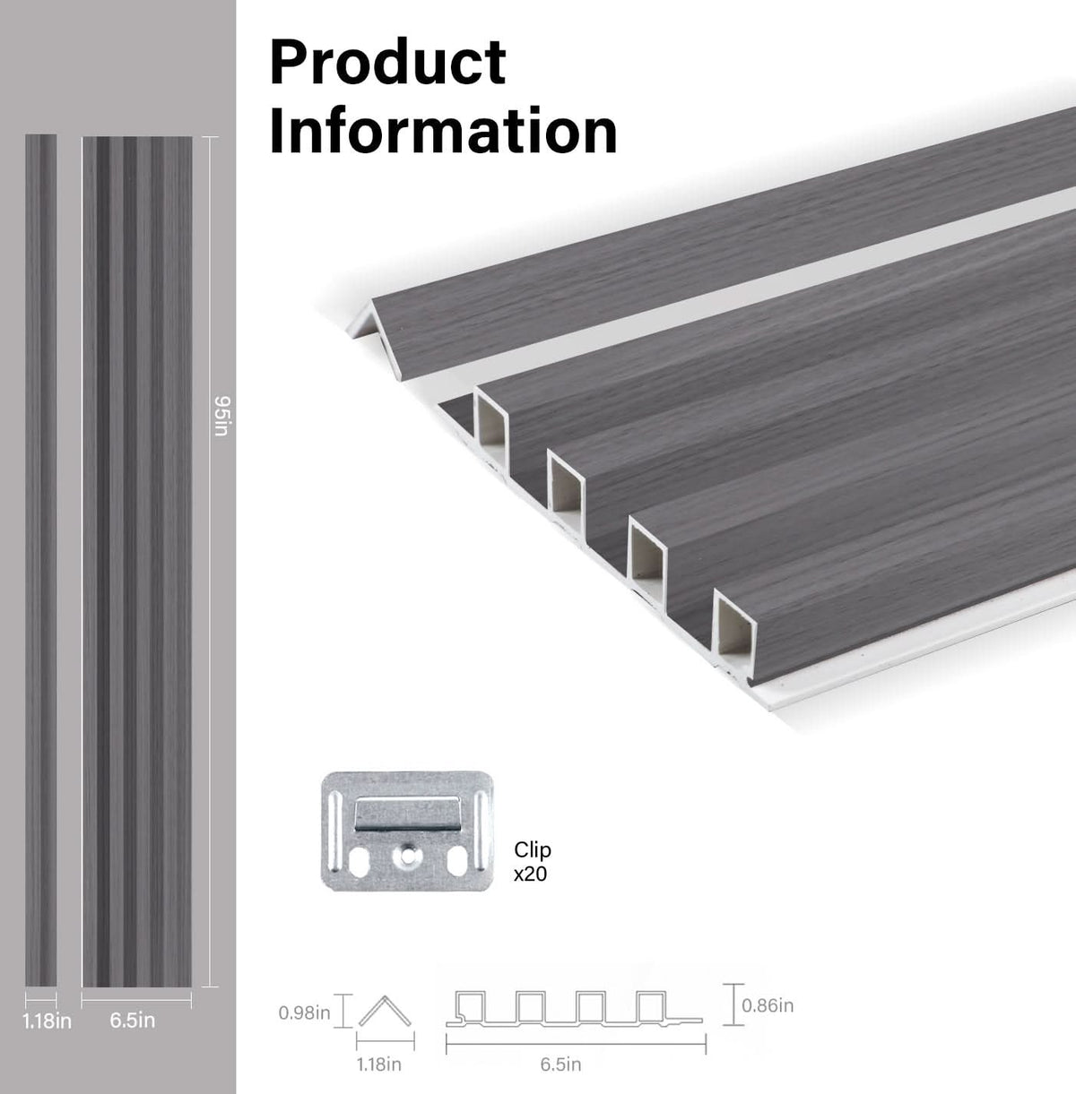 Oak Gray WPC Fluted 3D Wall Panels | 42.9 sq. ft./Box - Wall Forma