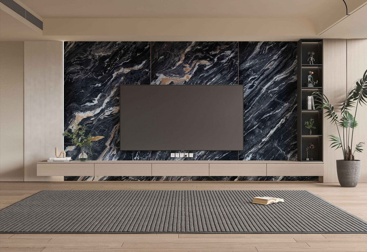 3D Doral Night Marble UV Protected PVC Wall Panel - 4x8 ft, Fireproof & Waterproof, (32 sq. ft)