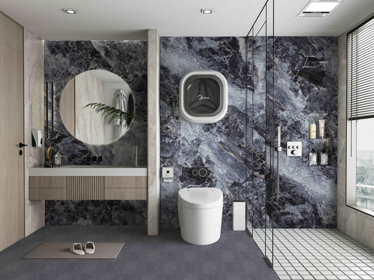 3D Zena Black Marble UV Protected PVC Wall Panel - 4x8 ft, Fireproof & Waterproof, (32 sq. ft)