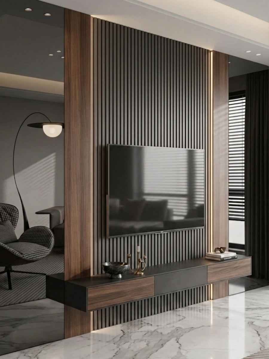 Gray Mirror Wood Veneer Panel – 9x4 ft, 8 mm, Fireproof, Waterproof & Scratch-Resistant