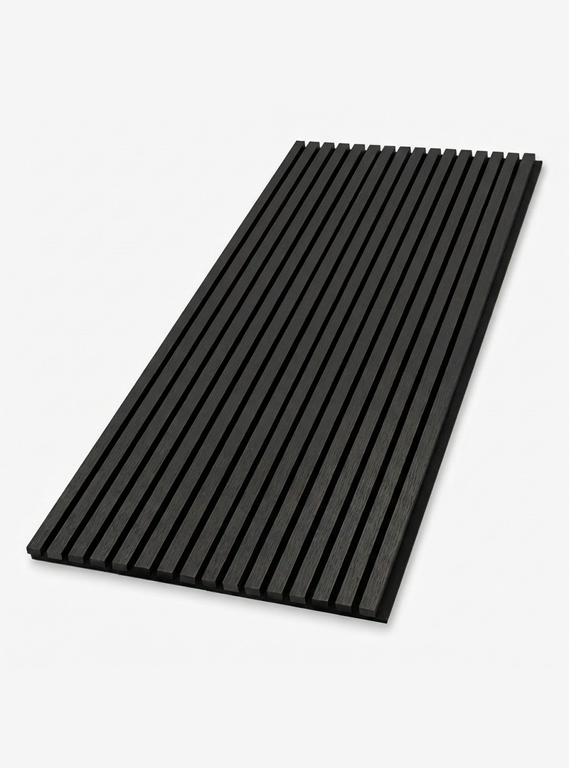 Black Acoustic Wood Slat Wall Panel | Premium 3-Sided Veneer | Sound-Absorbing - Wall Forma