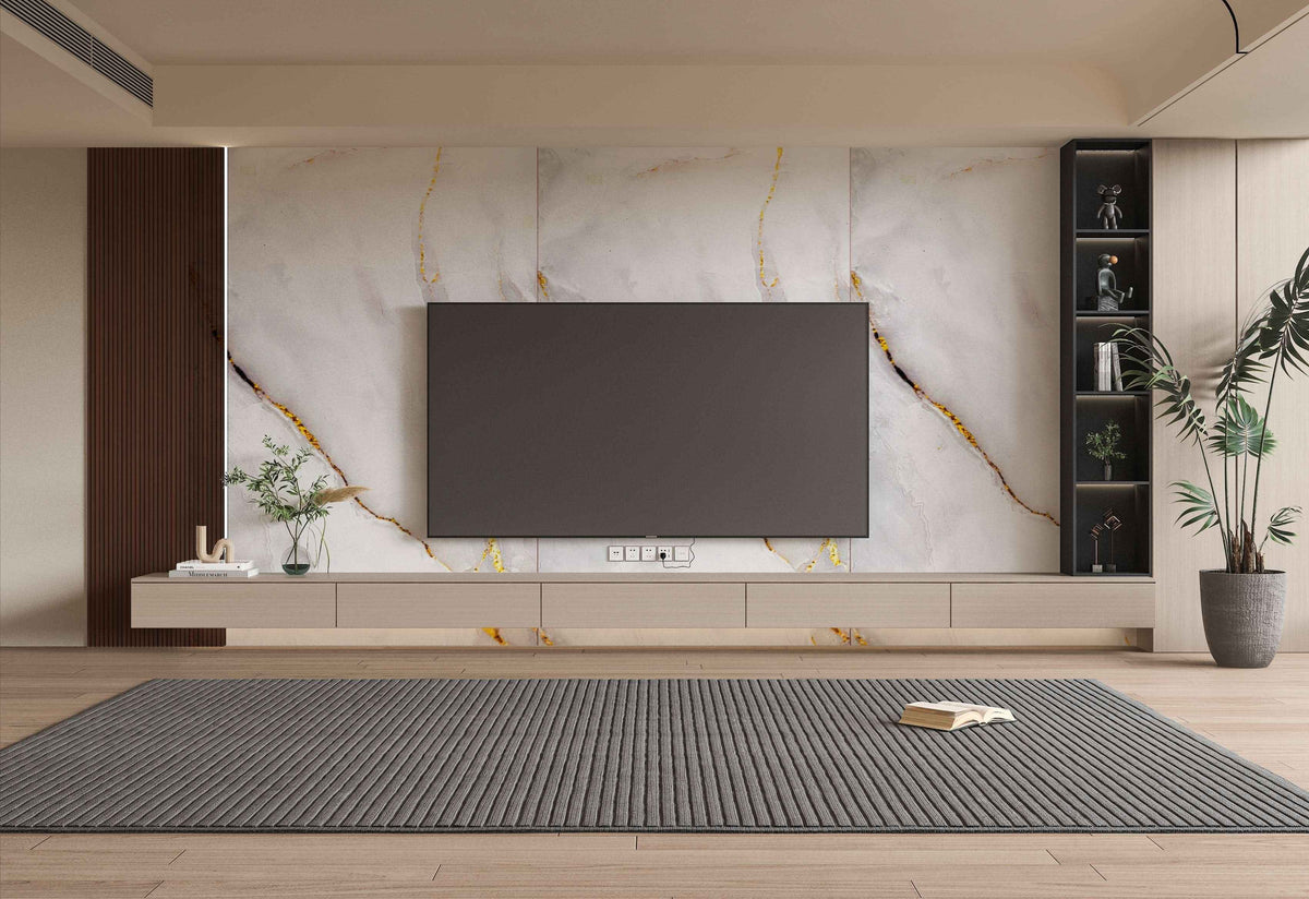 Empress Gold Polished Marble PVC Wall Panel - Waterproof (4x8 ft, 32 sq. ft)