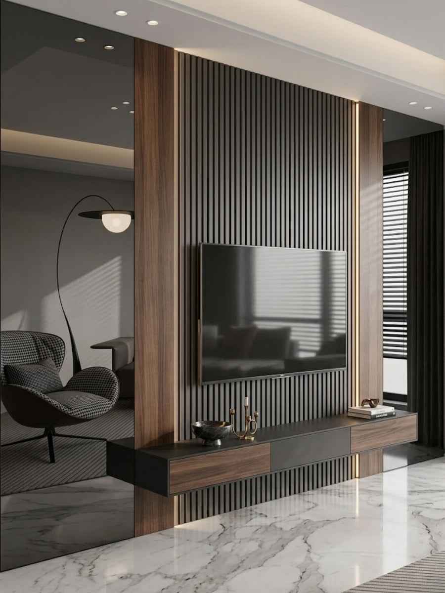 Black Mirror Wood Veneer Panel – 9x4 ft, 8 mm, Fireproof, Waterproof & Scratch-Resistant
