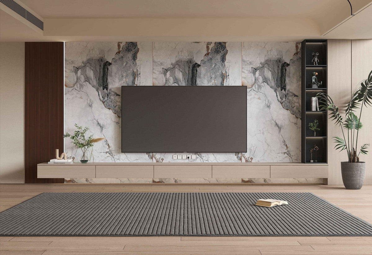 Gray Brown Veined Marble PVC Wall Panel - Waterproof (4x8 ft, 32 sq. ft)