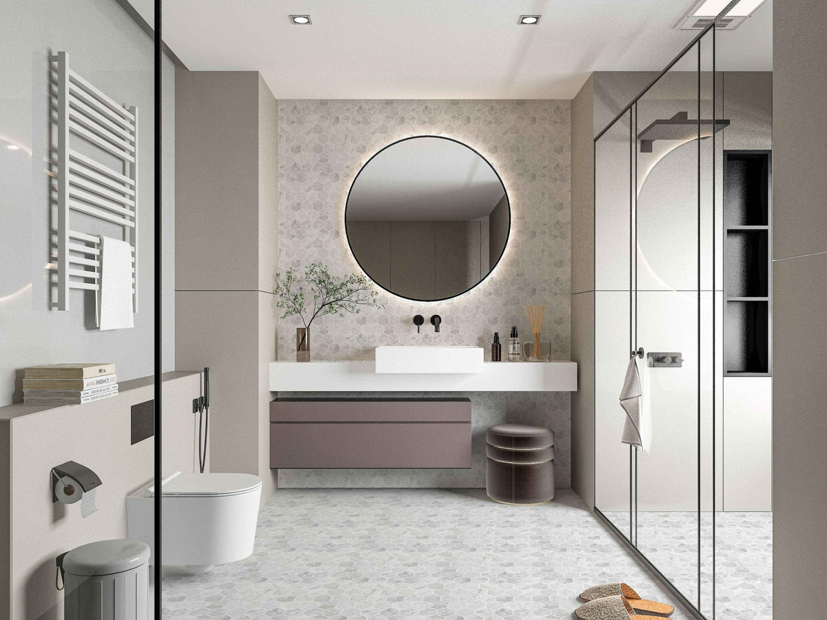 Calacatta White Hexagon Polished Marble Mosaic Tile – 12" x 12"