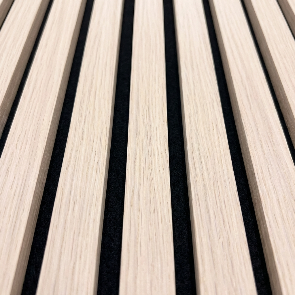 Natural Oak Acoustic Wood Slat Wall Panel | Premium 3-Sided Veneer | Sound-Absorbing