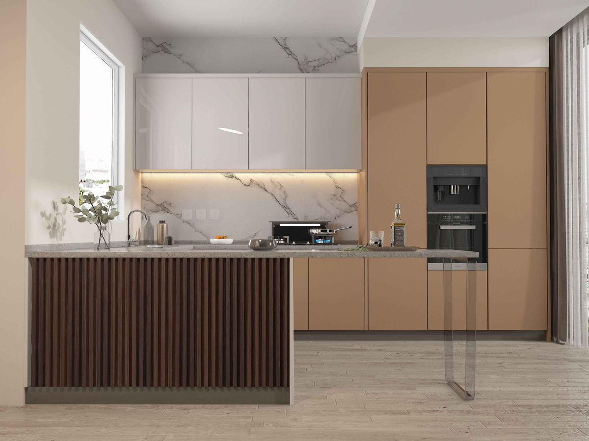 Dark Walnut Oak WPC Fluted 3D Wall Panels |  42.9 sq. ft./Box