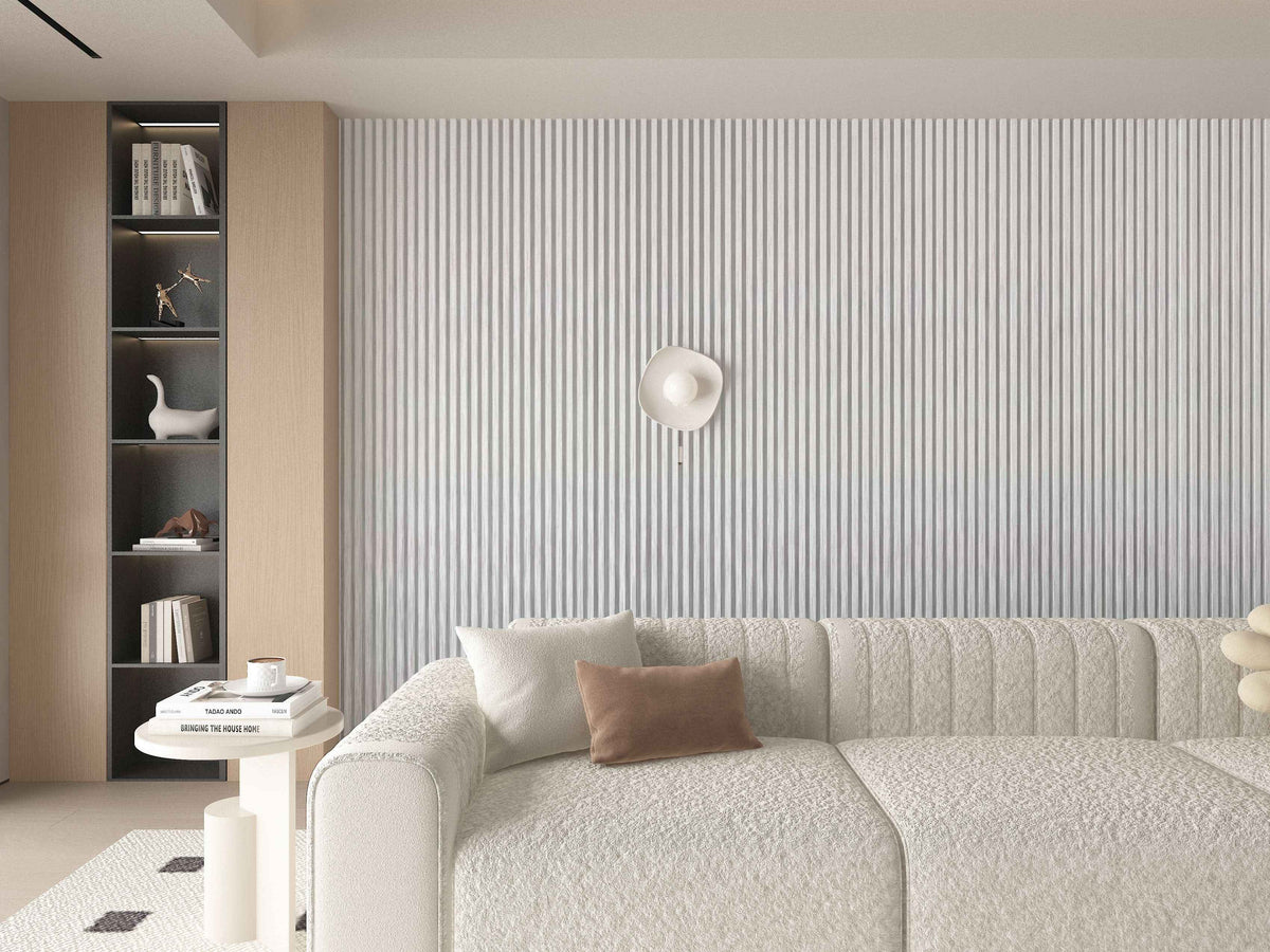 White Brushed WPC Fluted 3D Wall Panels |  42.9 sq. ft./Box