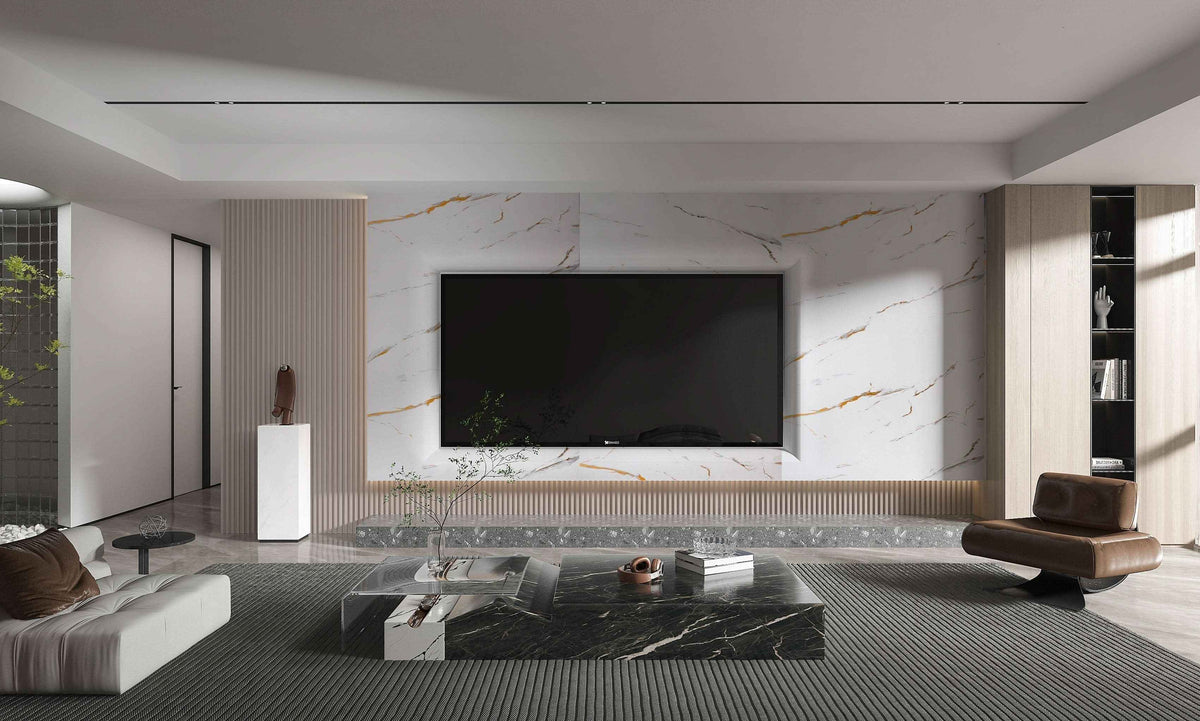 Caramel Vein PVC Marble PVC Wall Panel - Waterproof (4x8 ft, 32 sq. ft)