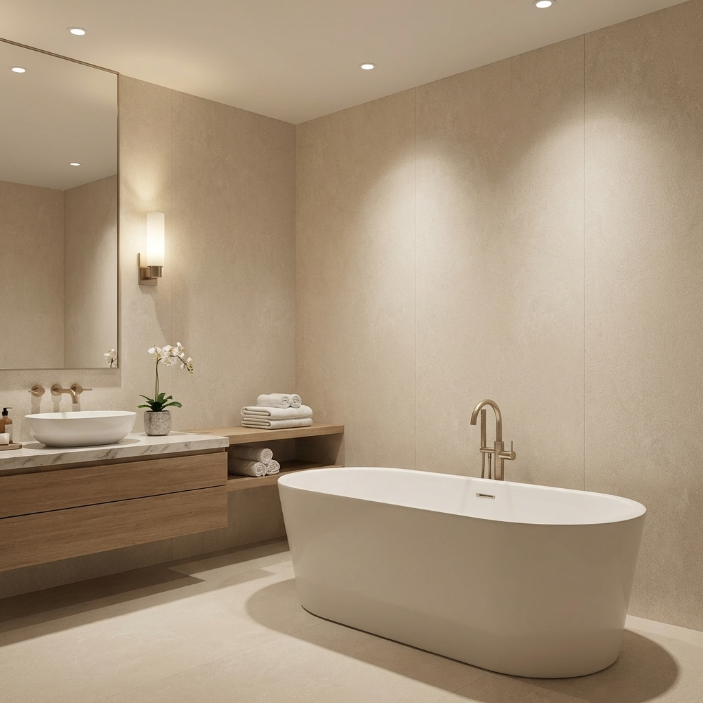 Beige Stone Panels - Waterproof Rough Texture PVC Sheets