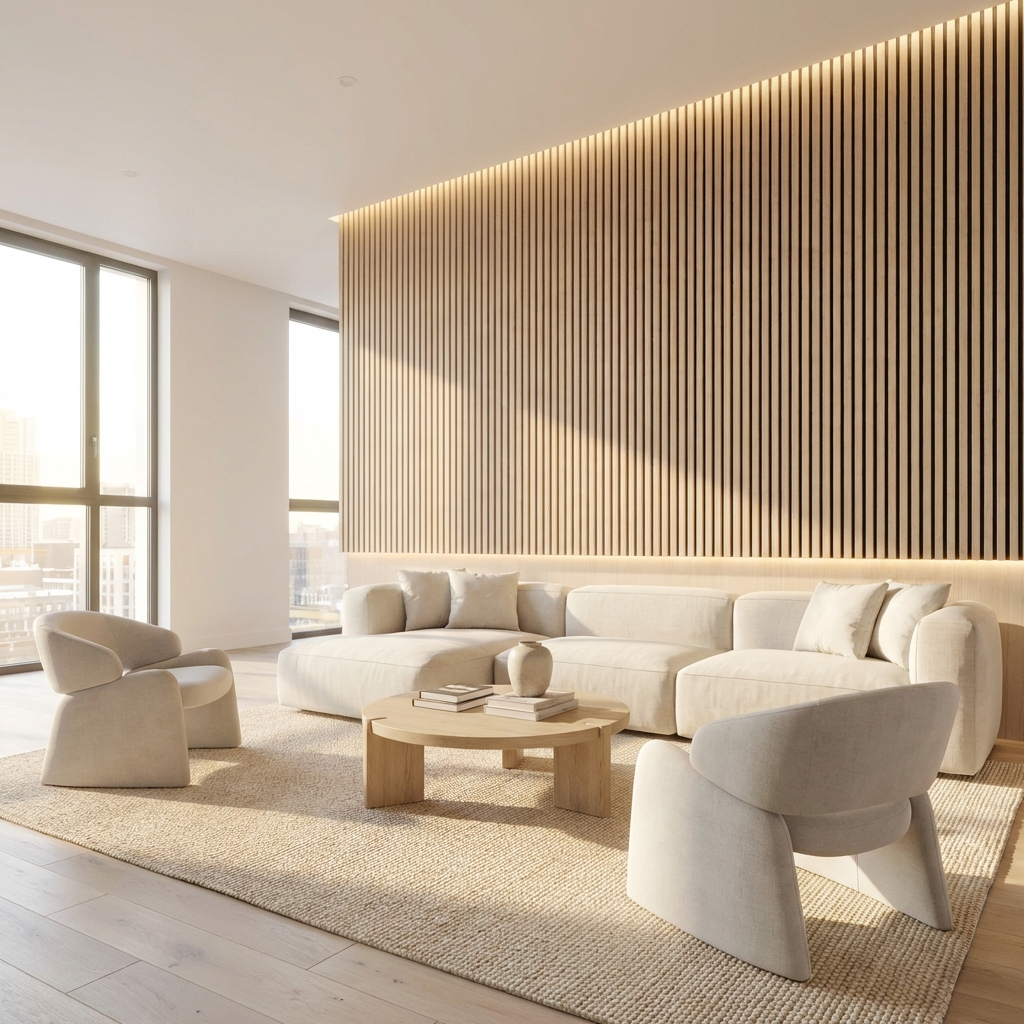 Oak Acoustic Wood Slat Wall Panel | Premium 3-Sided Veneer | Sound-Absorbing - Wall Forma