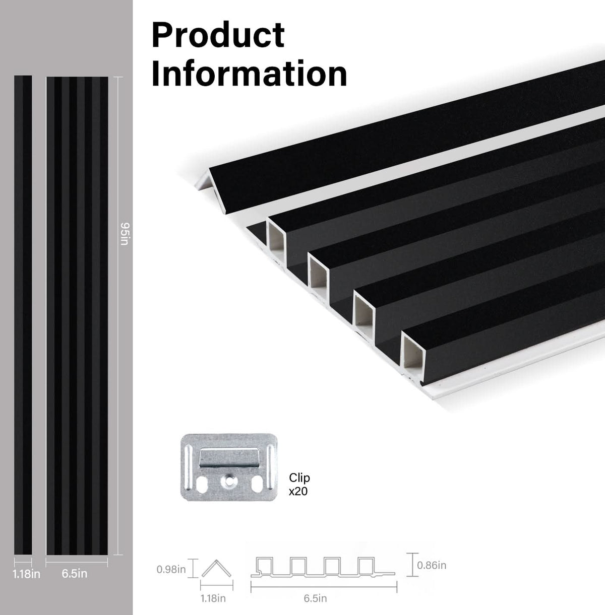 Luxe Noir WPC Fluted 3D Wall Panels | 42.9 sq. ft./Box - Wall Forma