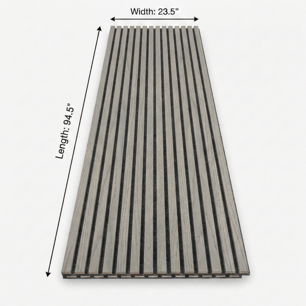 Ash Gray Acoustic Wood Slat Wall Panel | Premium 3-Sided Veneer | Sound-Absorbing