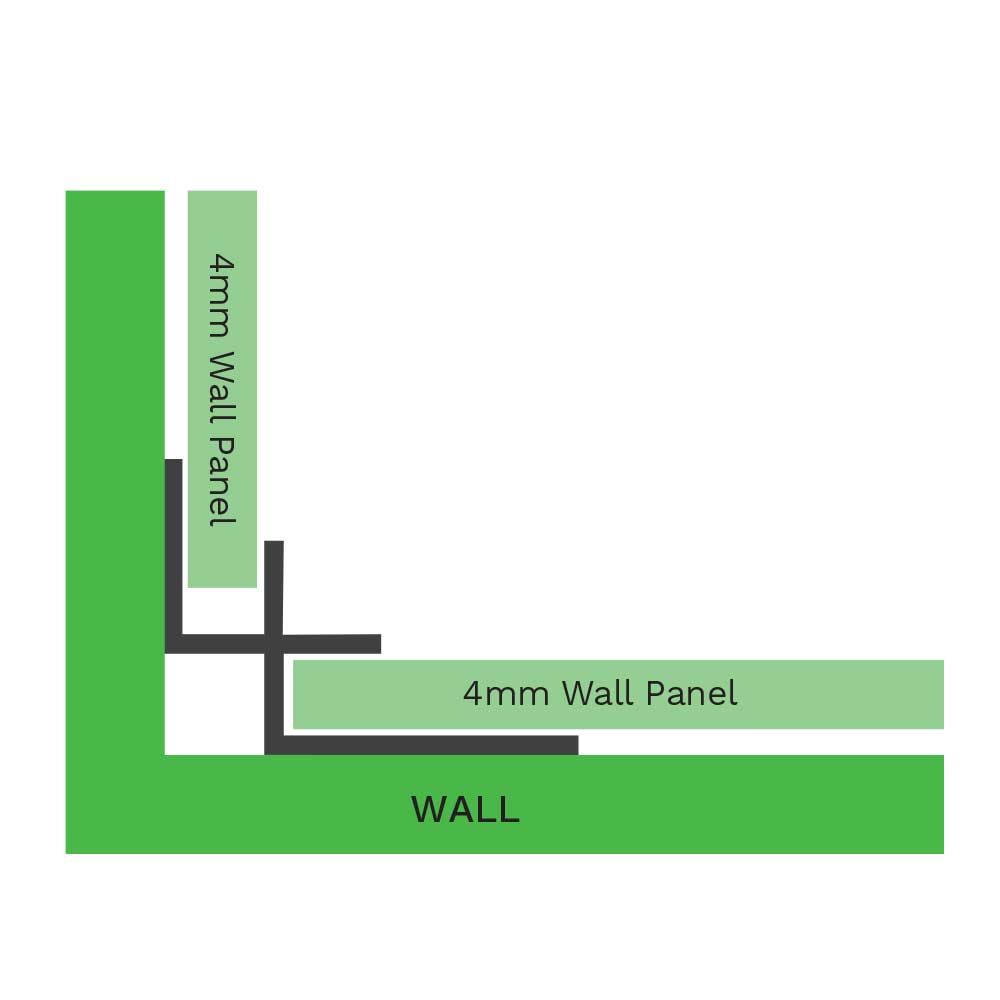 4mm SPC Solid Core Silver Internal Corner Trim - Wall Forma
