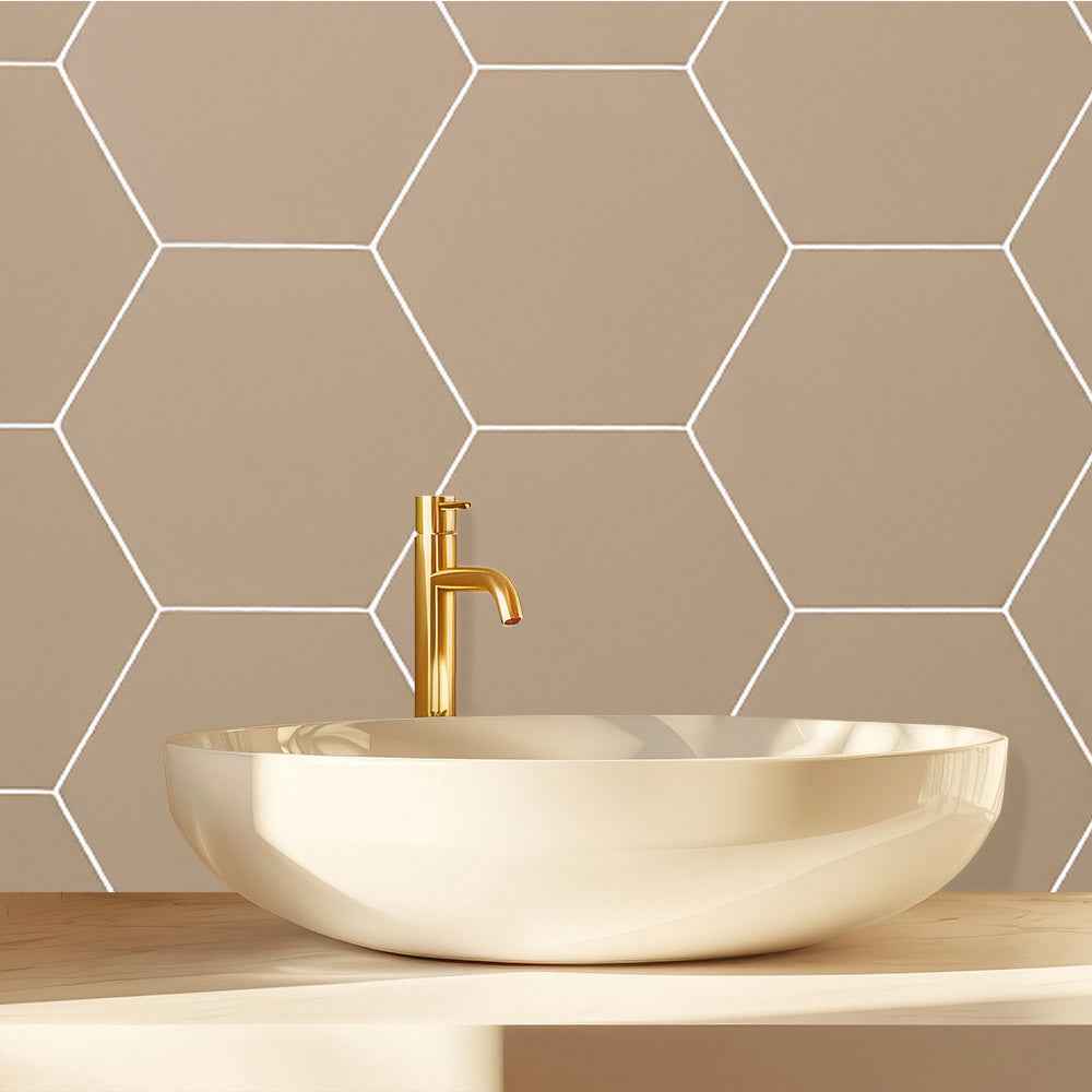 10mm Truffle Hexagonal Matt Shower Panel 1M x 2.4M