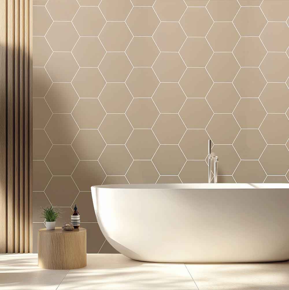 10mm Truffle Hexagonal Matt Shower Panel 1M x 2.4M
